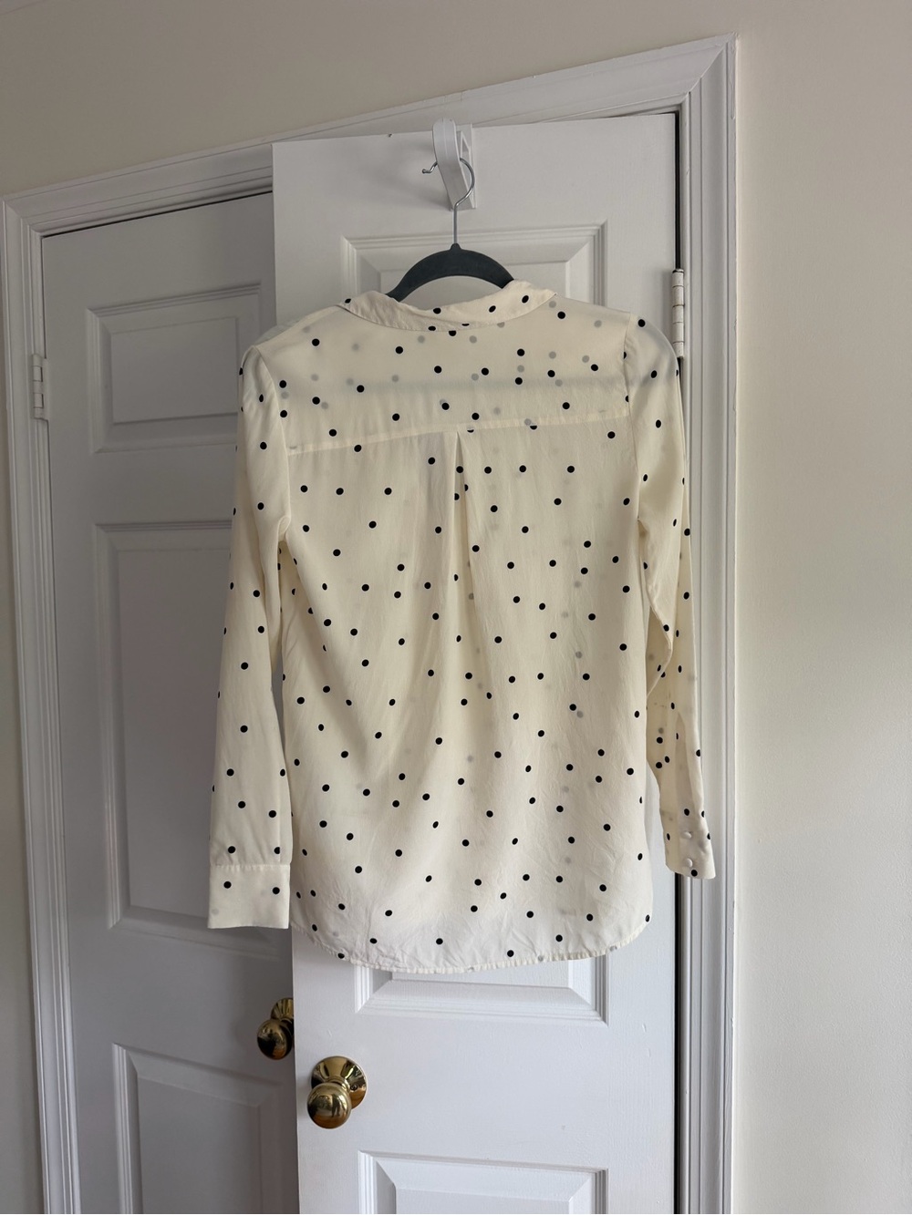 Sézane Florence Shirt 100% Silk Polka Dot Blouse Ecru Size 34 - Picture 12 of 12